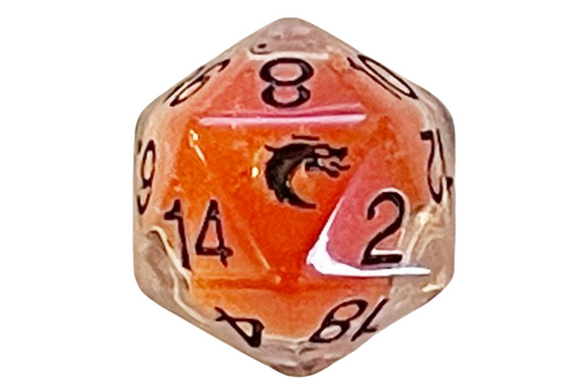 Old School D20 DnD RPG Die: Liquid Infused - Metallic Orange