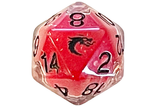 Old School D20 DnD RPG Die: Liquid Infused - Metallic Cherry Red