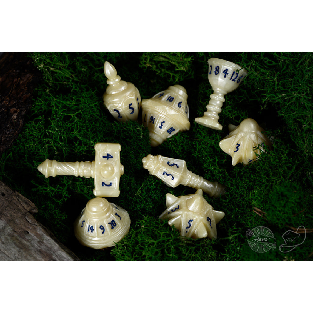 PolyHero Cleric 8 Dice Set Celestial Ivory
