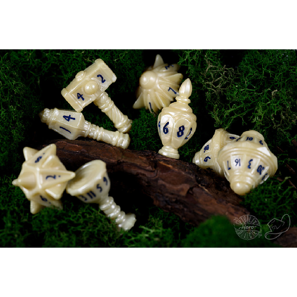 PolyHero Cleric 8 Dice Set Celestial Ivory