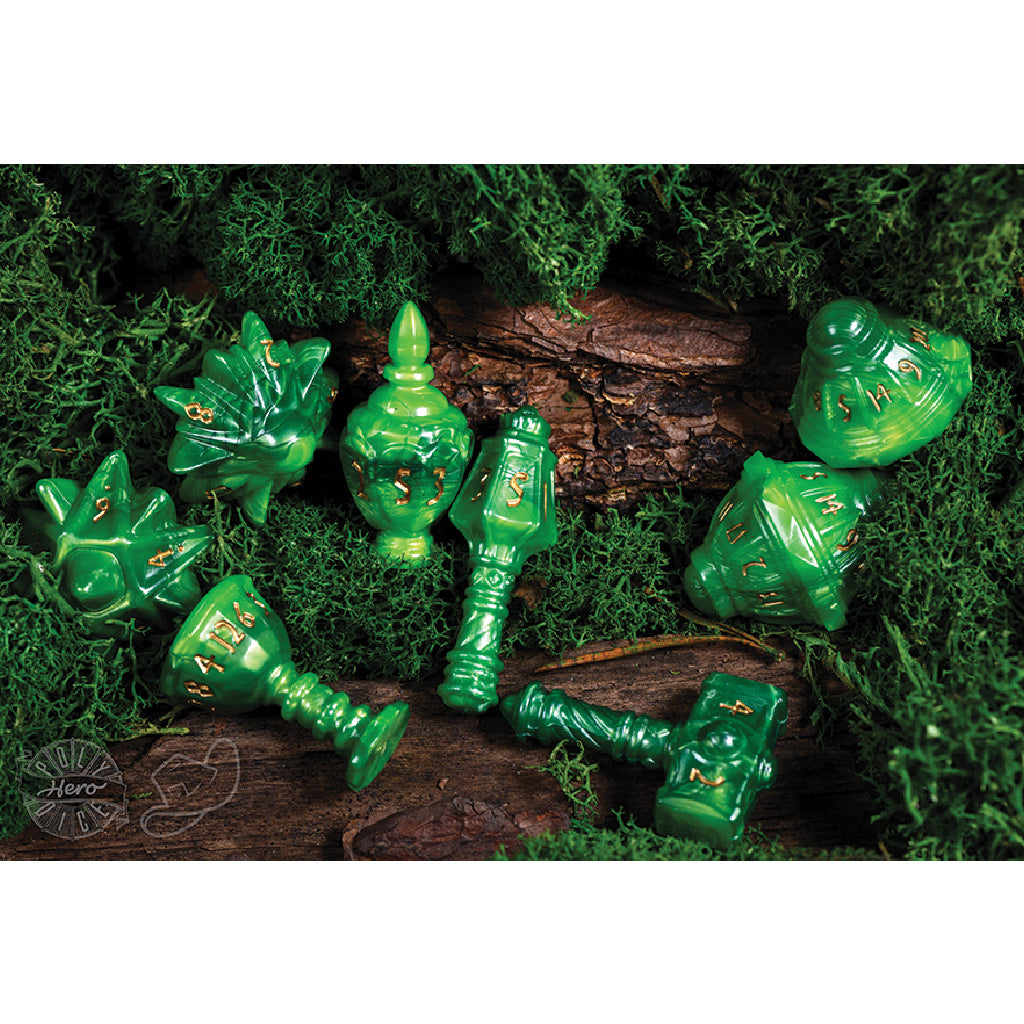 PolyHero Cleric 8 Dice Set Verdant Viridian