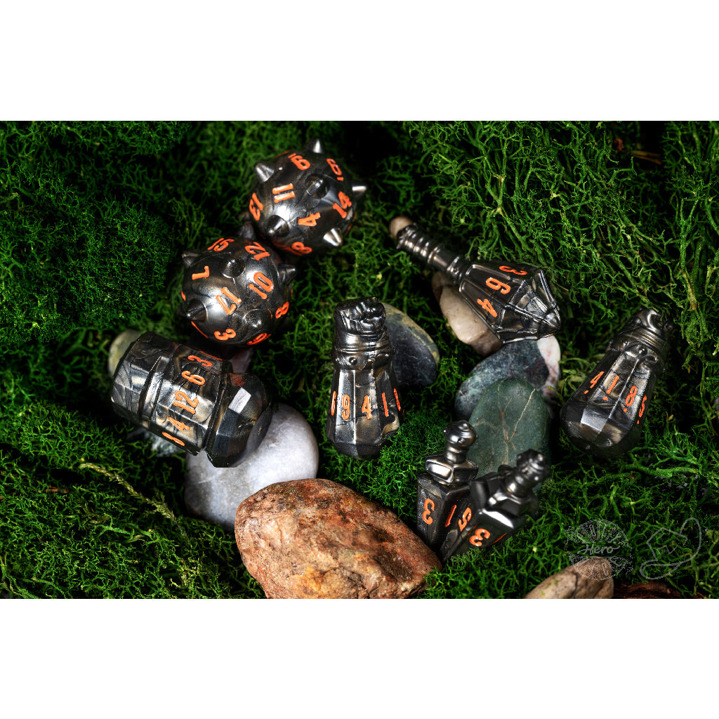 PolyHero Warrior Dice Set Steel Grey