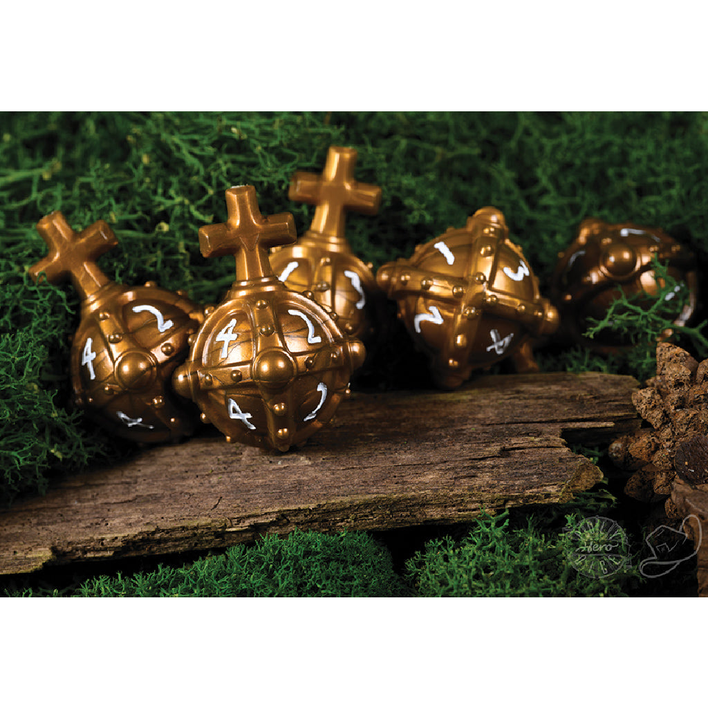 PolyHero Cleric 5 d4 Hallowed Hand Grenades Merciful Gold