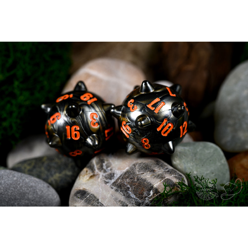 PolyHero Warrior 2d20 Spiked Balls Steel Grey