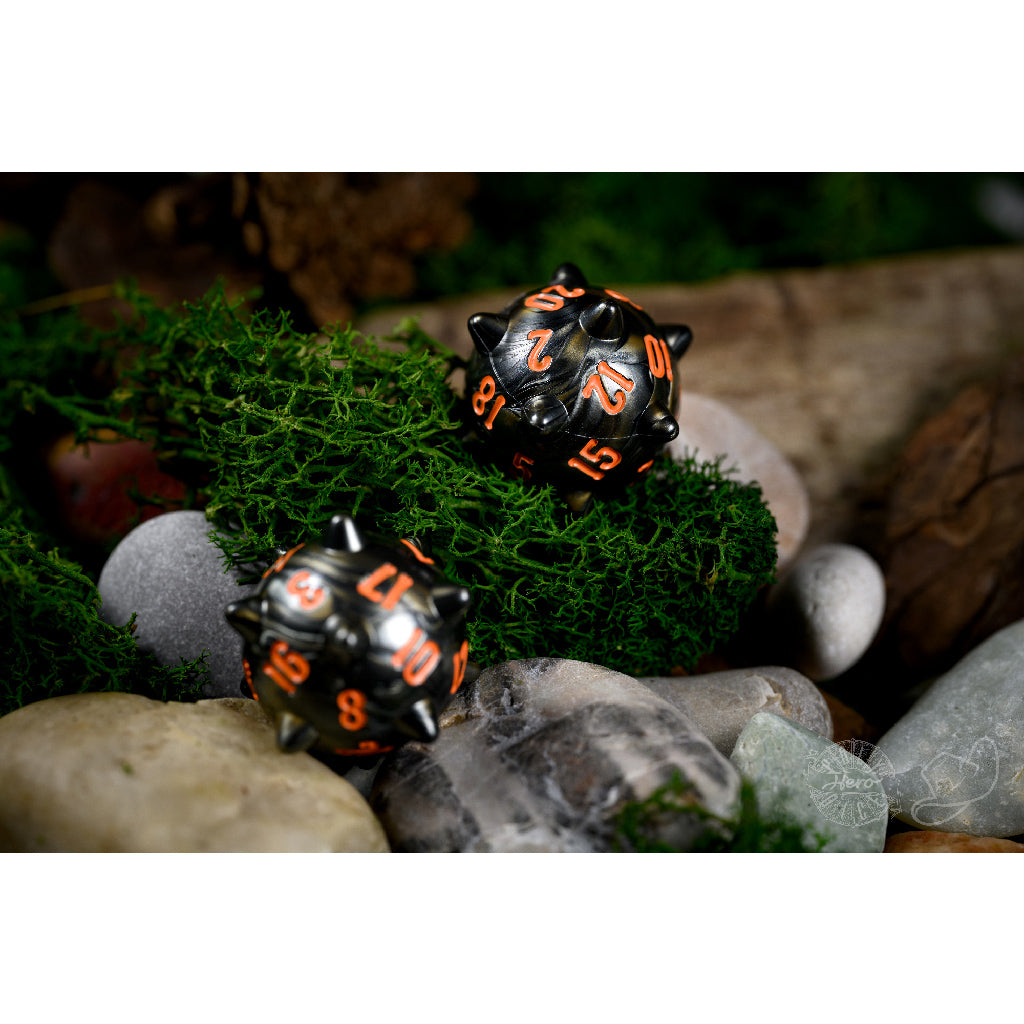 PolyHero Warrior 2d20 Spiked Balls Steel Grey