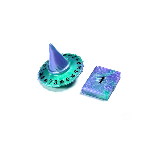 PolyHero Wizard d20 Wizard Hat and d2 Spellbook in Aether Mist