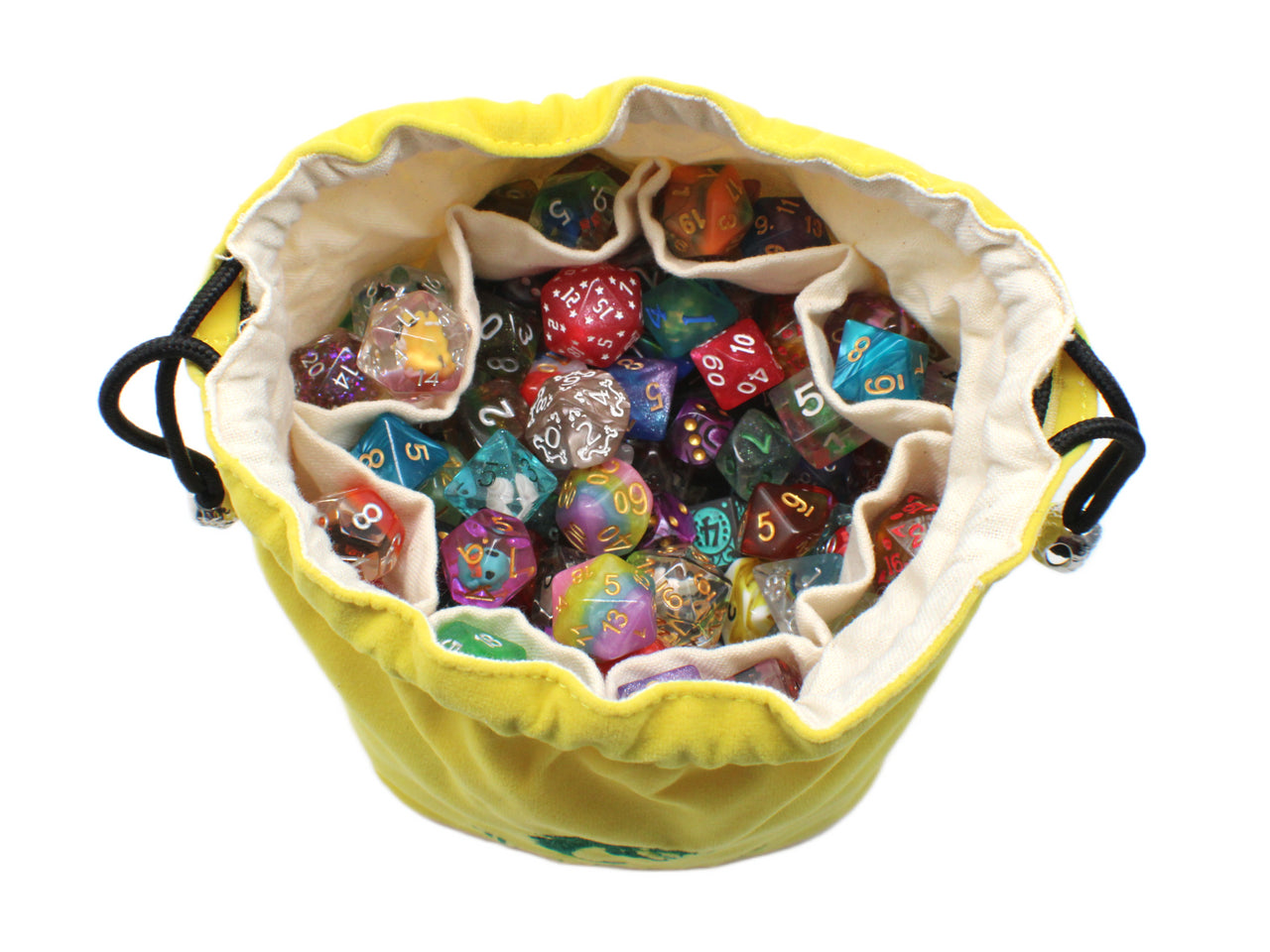 Old School Dice: Bag of Many Pouches Dice Bag - Yellow w/ Green
