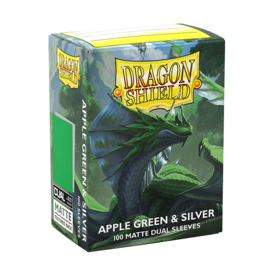 Dragon Sleeves: Dual Matte: Apple Green and Silver (Box of 100)