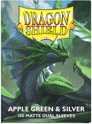 Dragon Sleeves: Dual Matte: Apple Green and Silver (Box of 100)