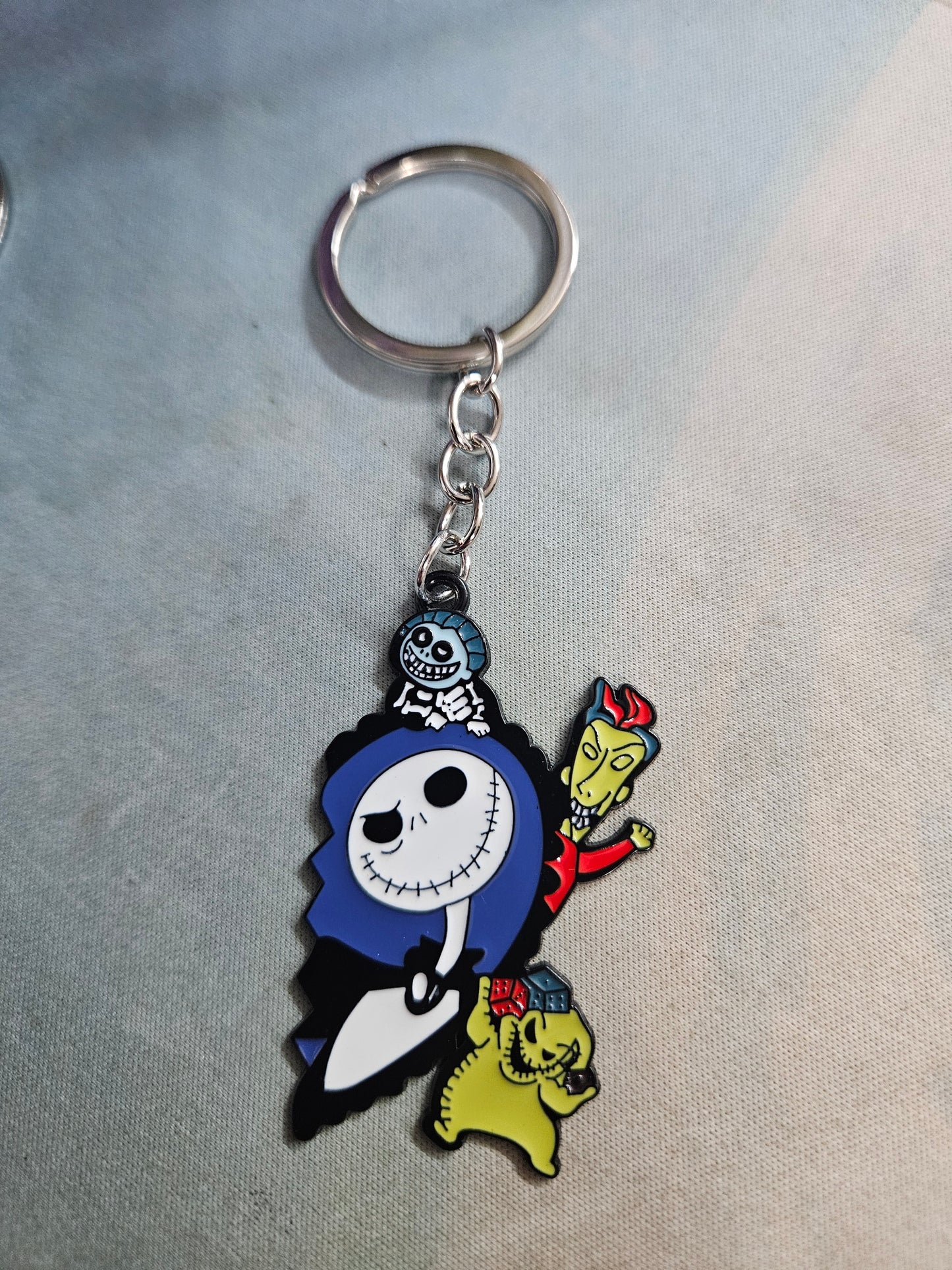 Jack or Sally Skellington keychains