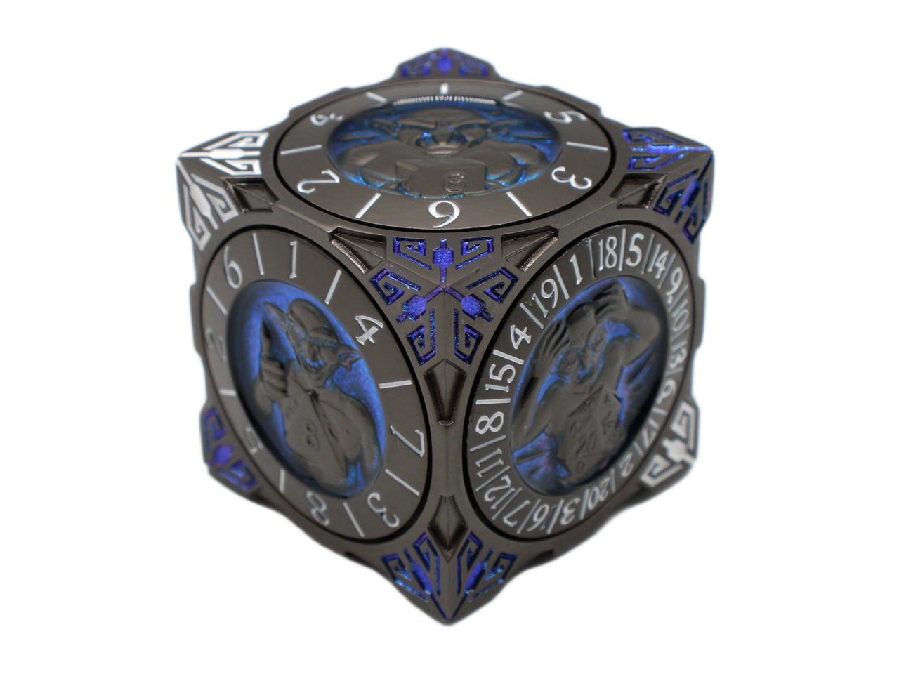 Old School Dice: 7 in 1 Dice Spinner: Dice Goblin - Matte Black w/ Blue