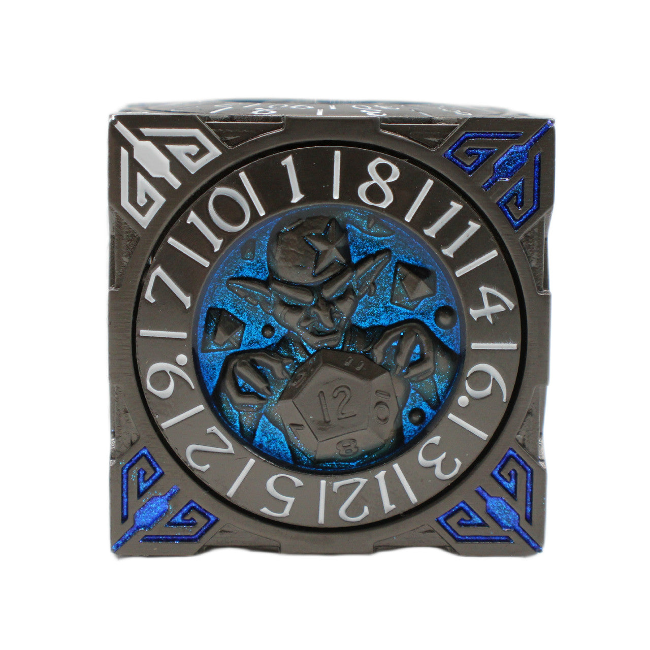 Old School Dice: 7 in 1 Dice Spinner: Dice Goblin - Matte Black w/ Blue