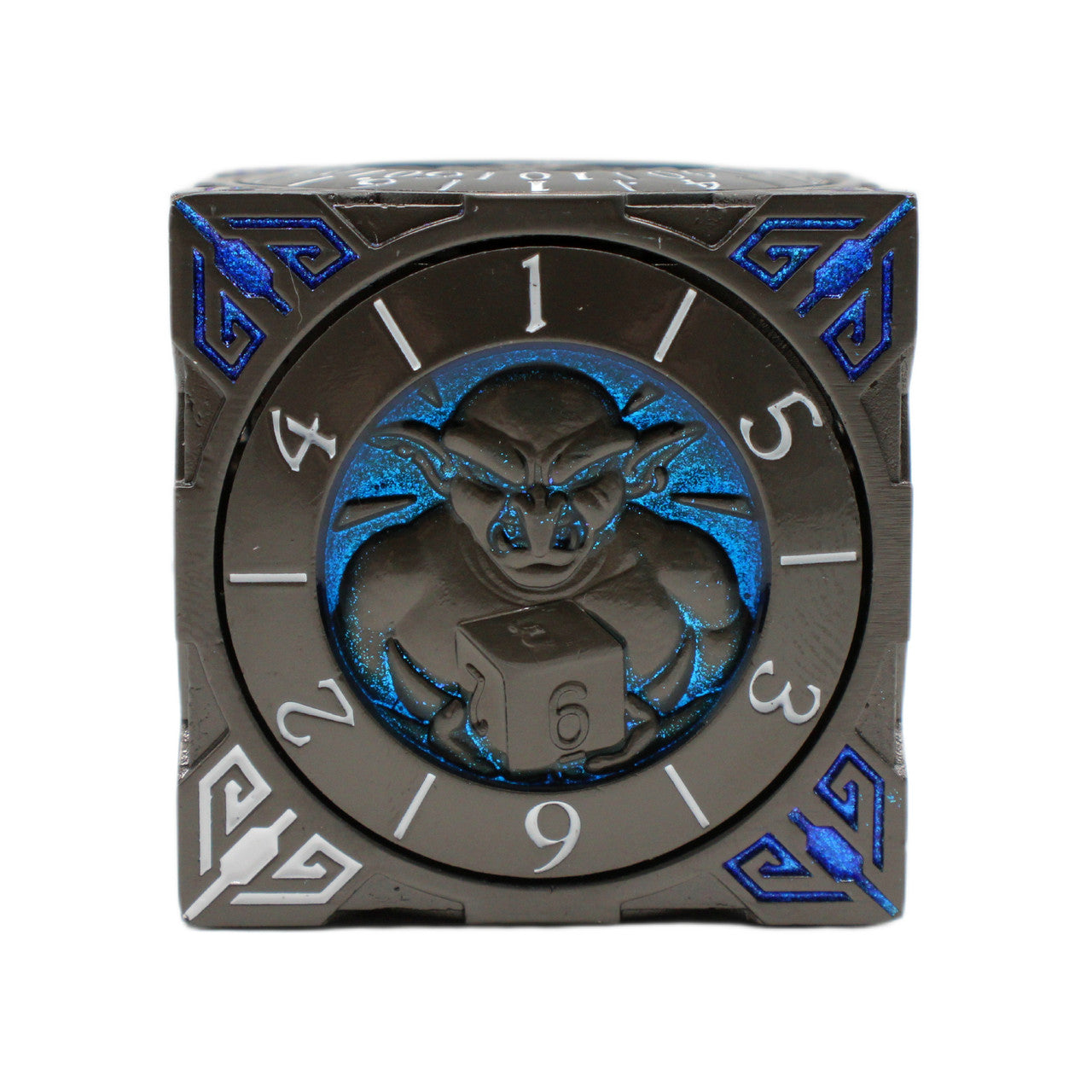 Old School Dice: 7 in 1 Dice Spinner: Dice Goblin - Matte Black w/ Blue