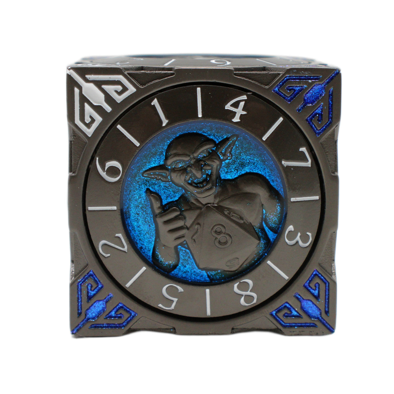 Old School Dice: 7 in 1 Dice Spinner: Dice Goblin - Matte Black w/ Blue