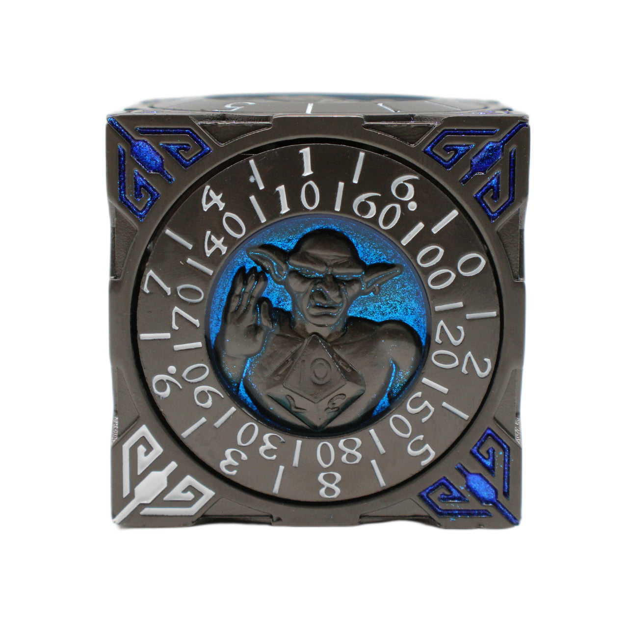 Old School Dice: 7 in 1 Dice Spinner: Dice Goblin - Matte Black w/ Blue