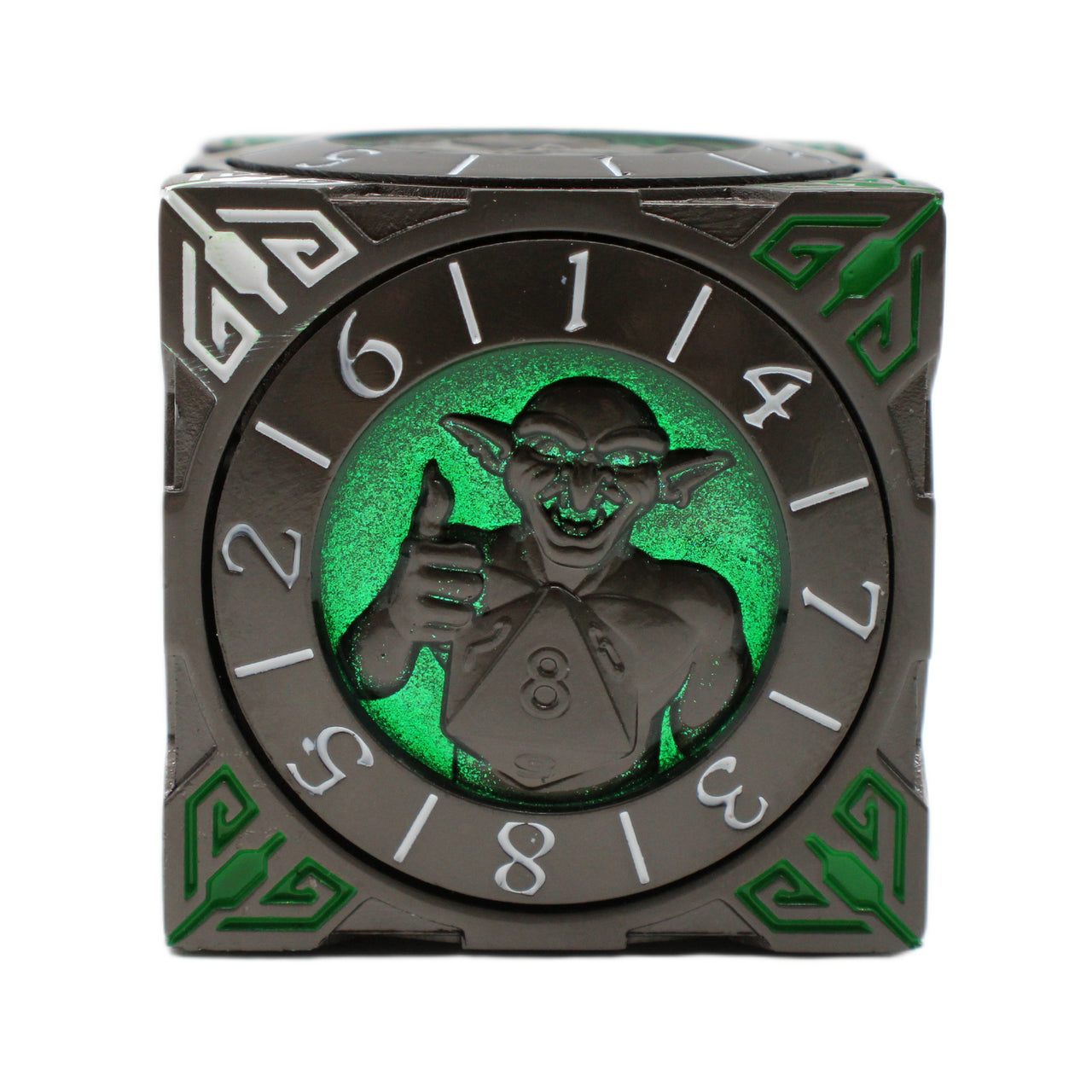 Old School Dice: 7 in 1 Dice Spinner: Dice Goblin - Matte Black w/ Green