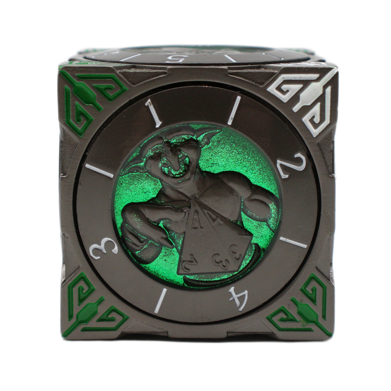 Old School Dice: 7 in 1 Dice Spinner: Dice Goblin - Matte Black w/ Green