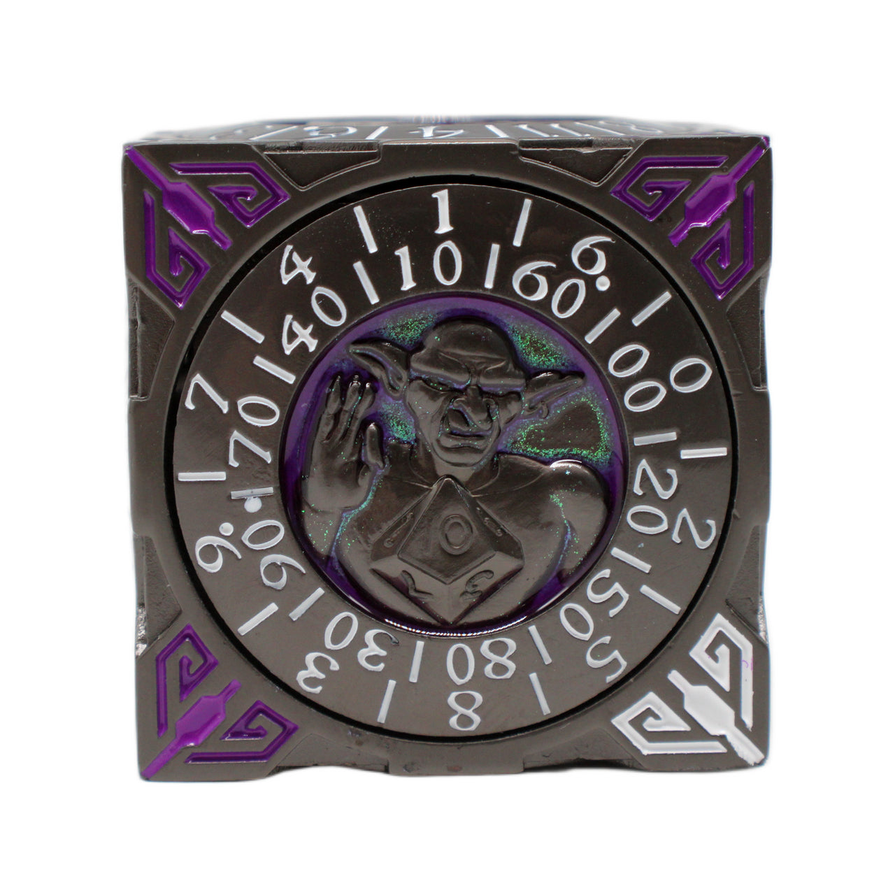 Old School Dice: 7 in 1 Dice Spinner: Dice Goblin - Matte Black w/ Purple