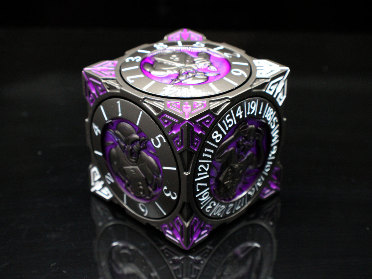 Old School Dice: 7 in 1 Dice Spinner: Dice Goblin - Matte Black w/ Purple
