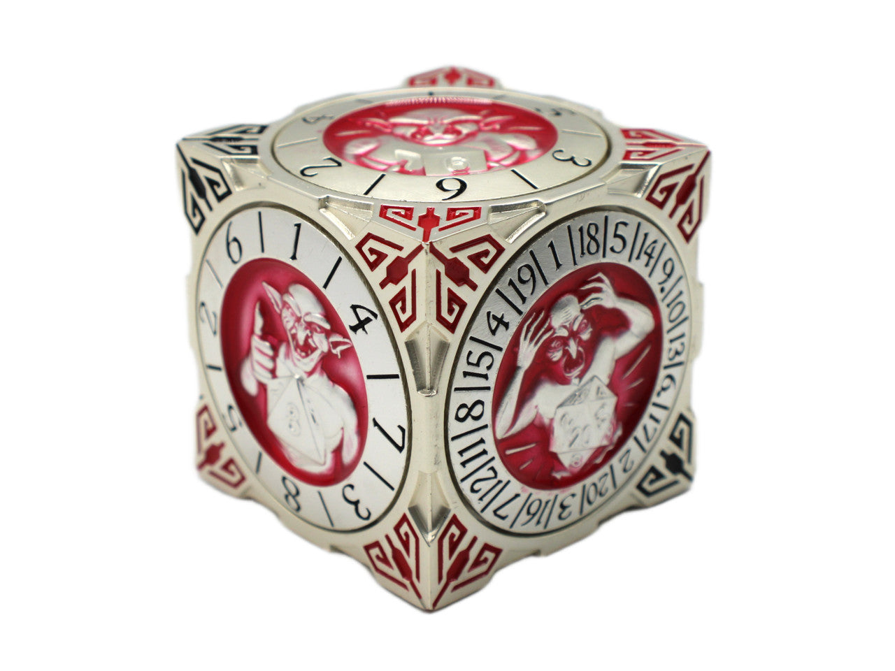 Old School Dice: 7 in 1 Dice Spinner: Dice Goblin - Silver w/ Red