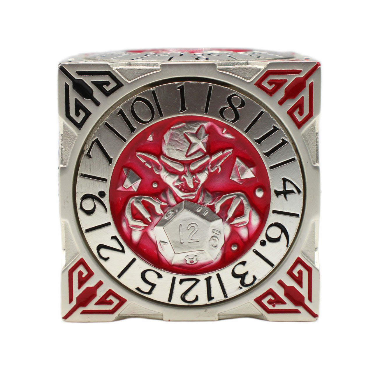Old School Dice: 7 in 1 Dice Spinner: Dice Goblin - Silver w/ Red