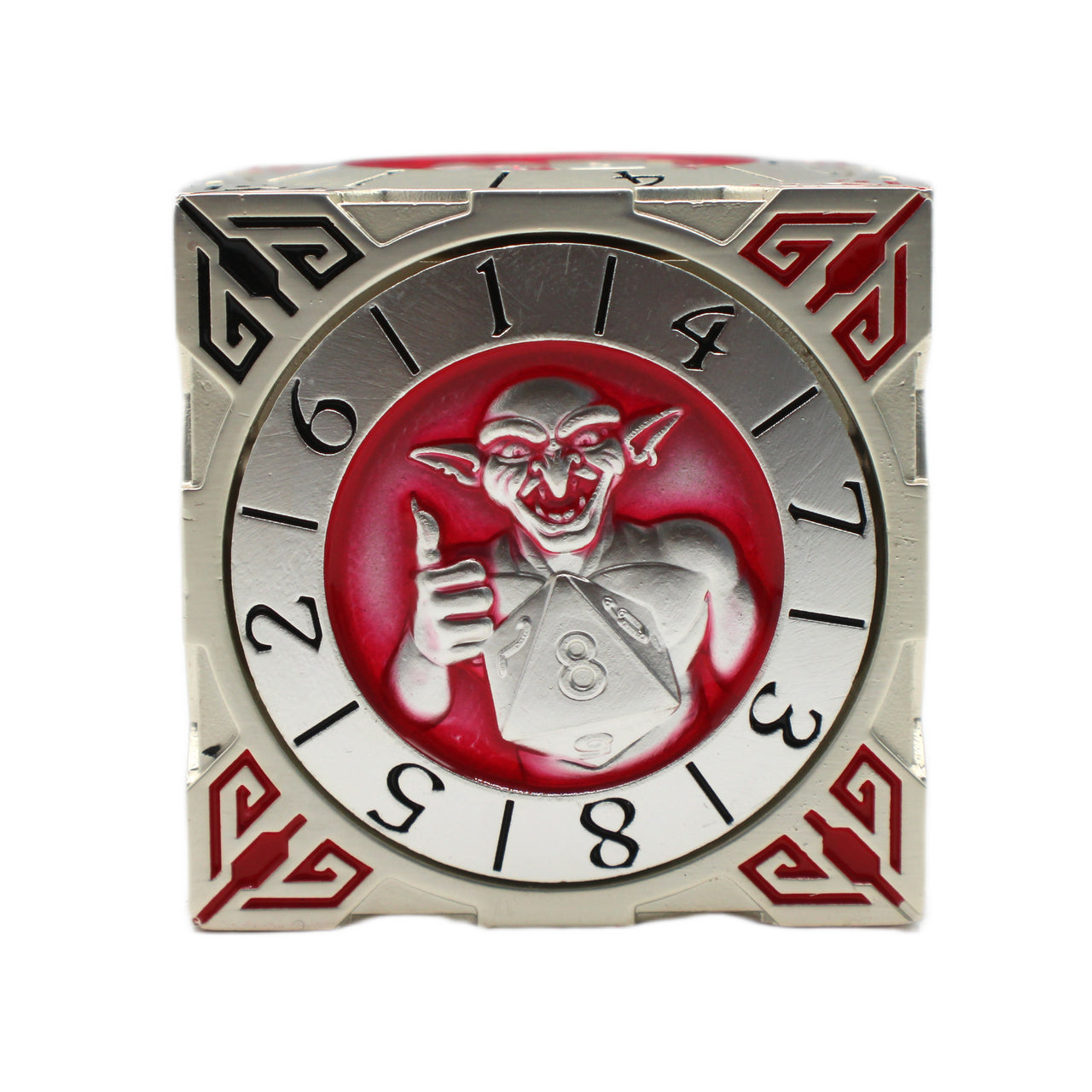 Old School Dice: 7 in 1 Dice Spinner: Dice Goblin - Silver w/ Red