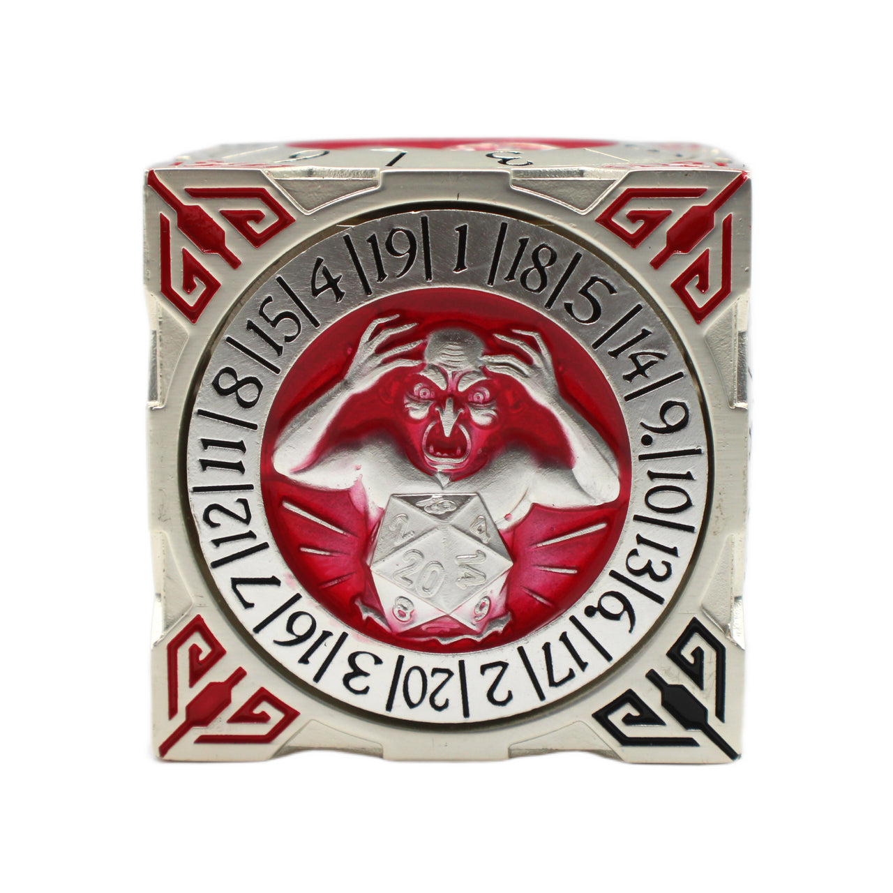 Old School Dice: 7 in 1 Dice Spinner: Dice Goblin - Silver w/ Red