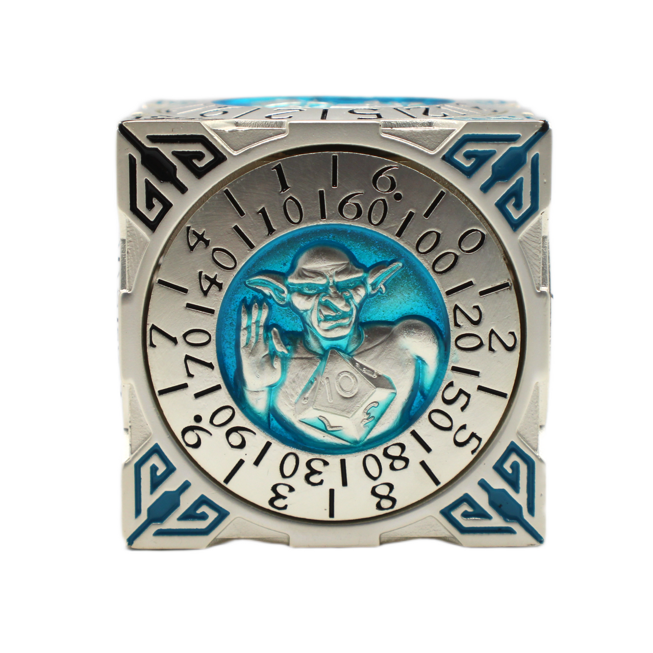 Old School Dice: 7 in 1 Dice Spinner: Dice Goblin - Silver w/ Teal