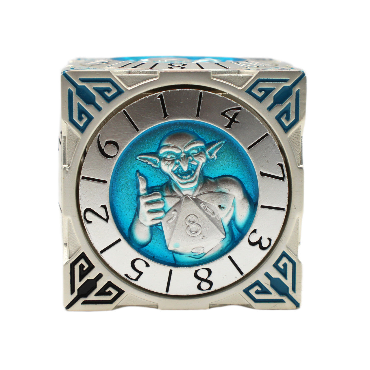 Old School Dice: 7 in 1 Dice Spinner: Dice Goblin - Silver w/ Teal