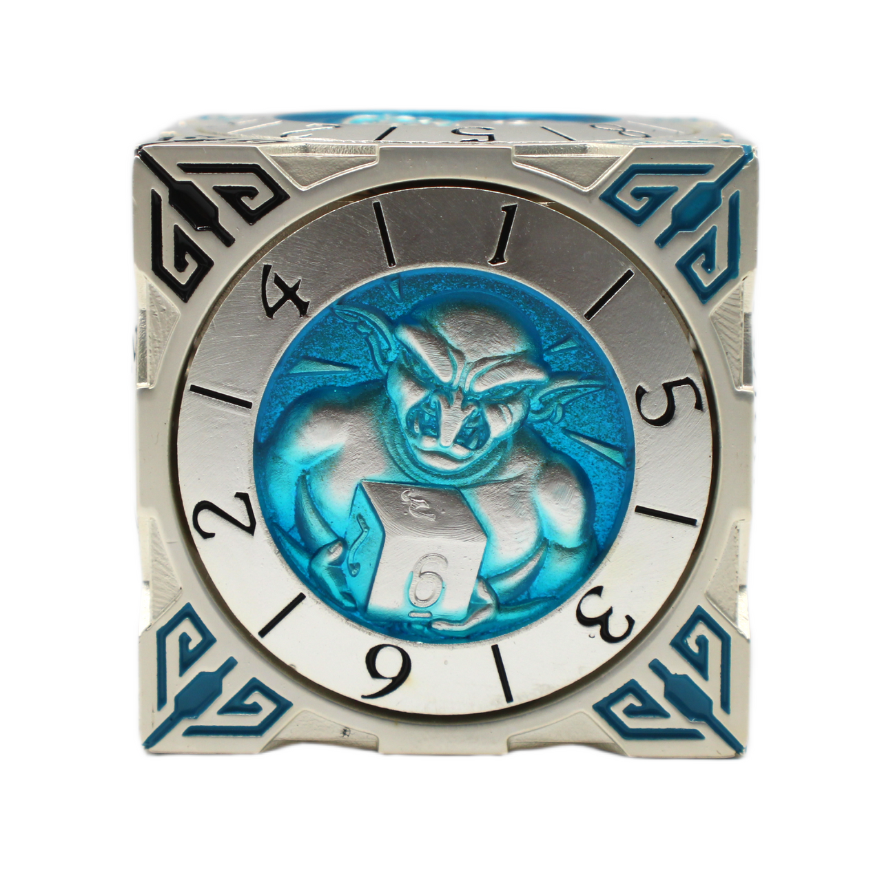 Old School Dice: 7 in 1 Dice Spinner: Dice Goblin - Silver w/ Teal