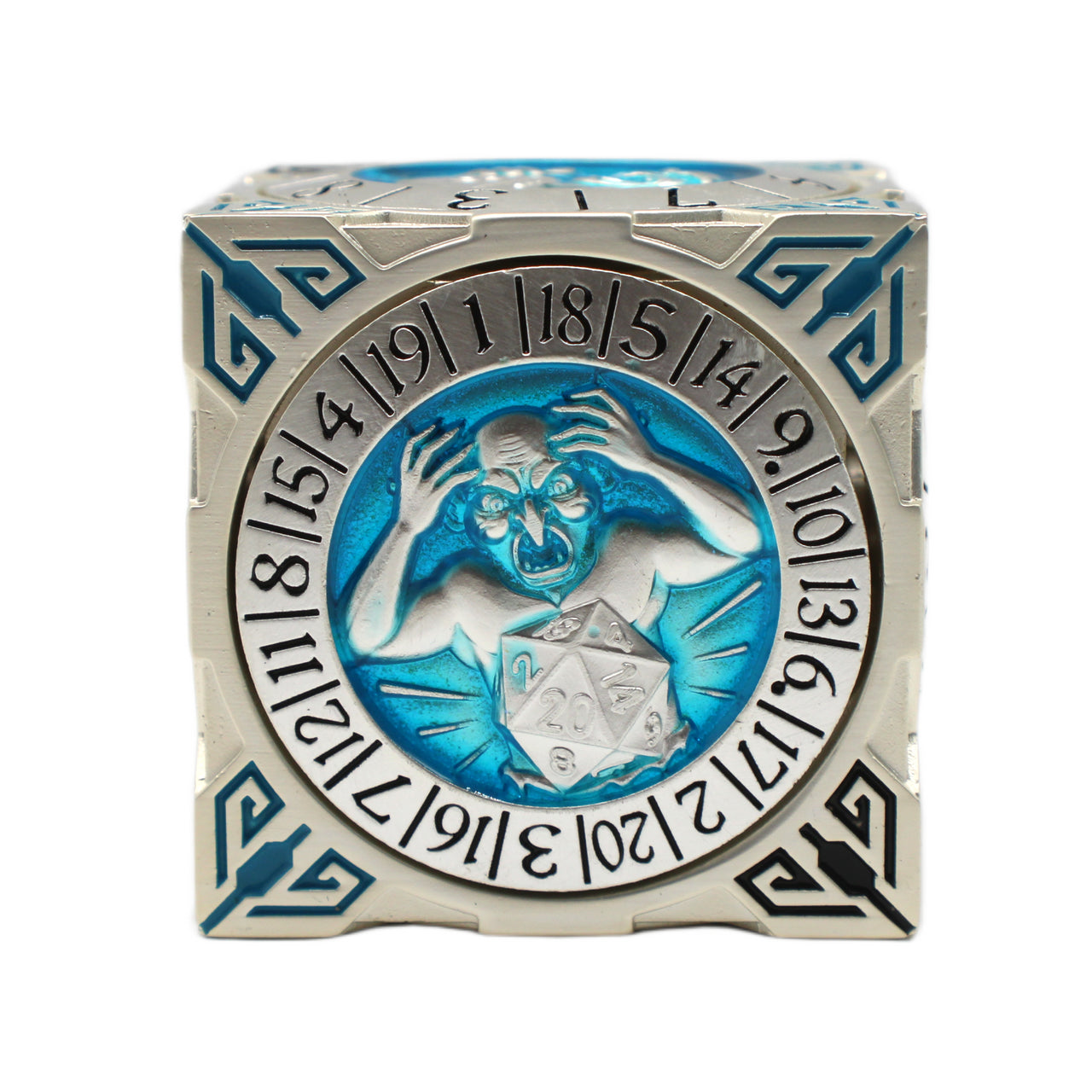 Old School Dice: 7 in 1 Dice Spinner: Dice Goblin - Silver w/ Teal