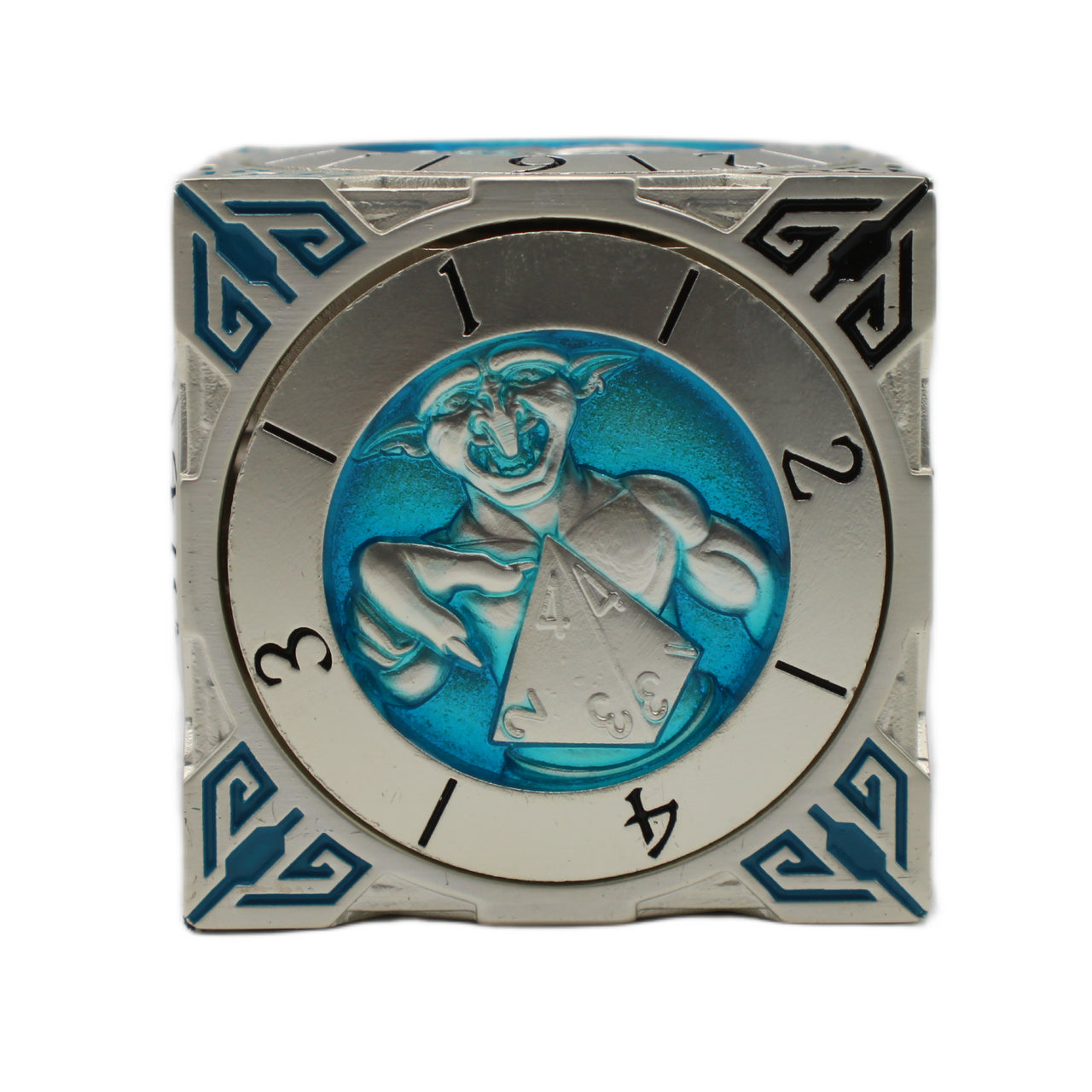 Old School Dice: 7 in 1 Dice Spinner: Dice Goblin - Silver w/ Teal