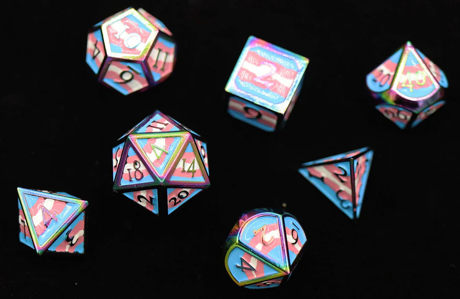Transgender Pride Flag - Metal RPG Dice Set