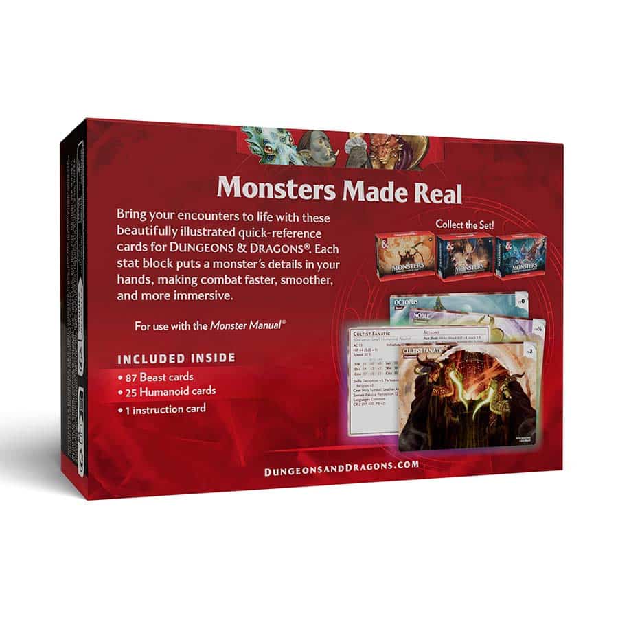 Dungeons and Dragons Reference Cards: Monsters (Animals and NPC's)